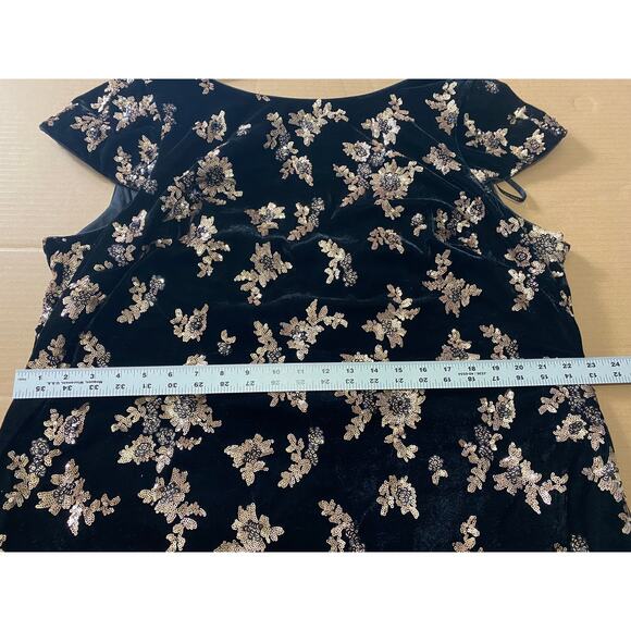 CALVIN KLEIN DRESS 20W GOLD BLACK FALL WEDDING GUEST ESPRESSO MARTINI VELVET - Picture 14 of 15